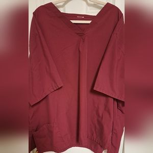 Mens Big and Tall Maroon Scrub top 3X